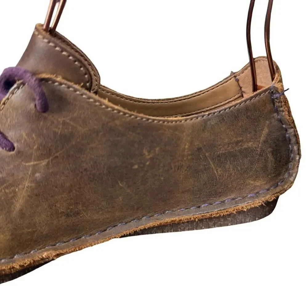 Clarks Unstructured Janey Mae Brown Leather Lace Up Oxford Shoes Comfort sz 8.5